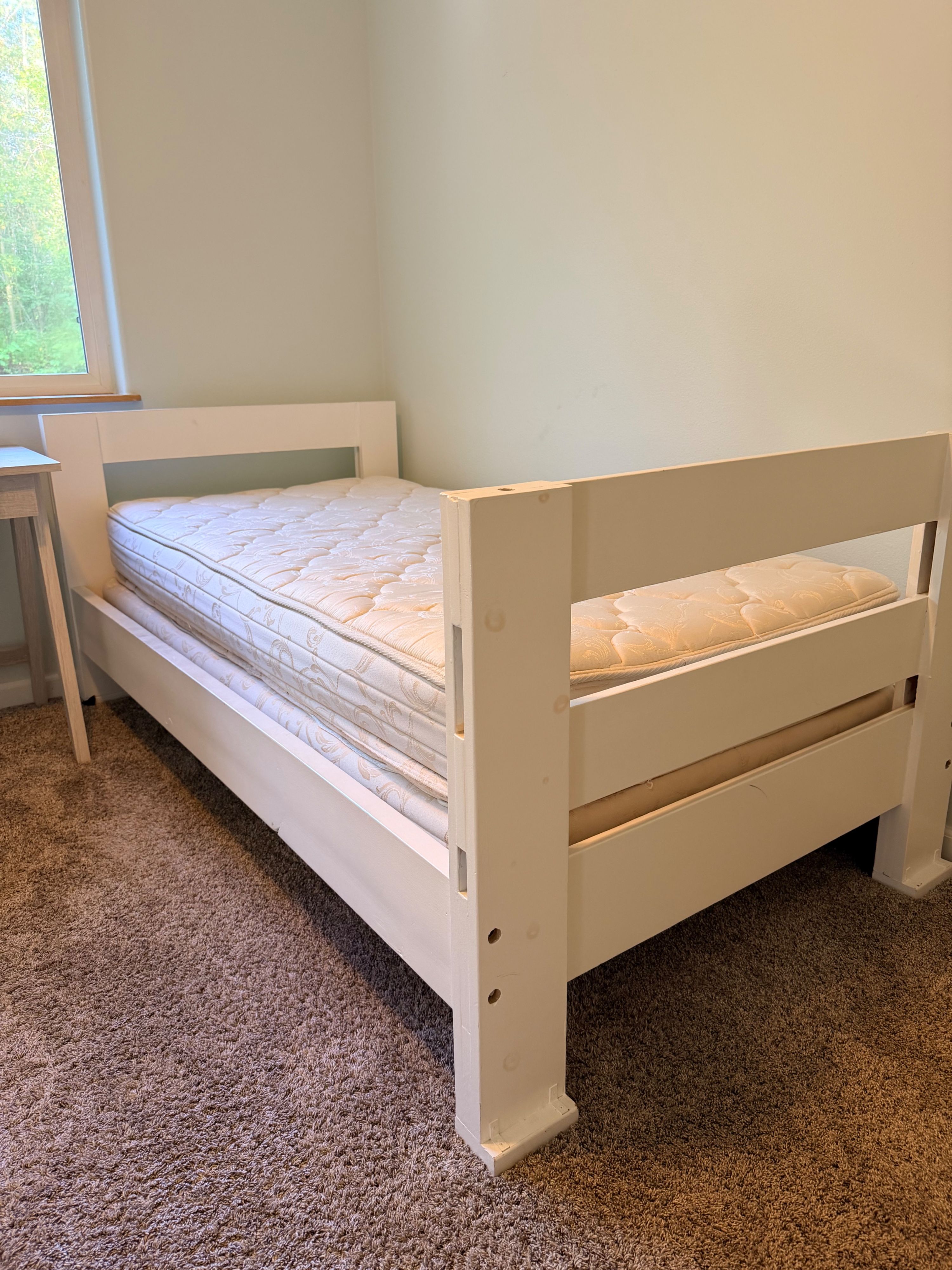 Custom Solid Wood Twin Bed with Mattress & Storage