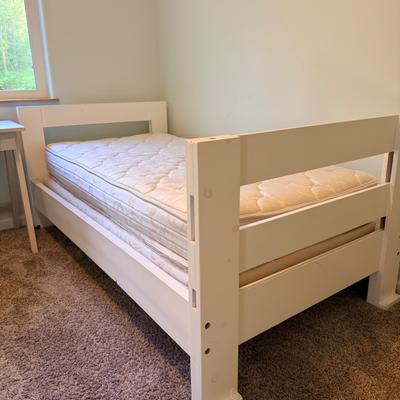 Custom Solid Wood Twin Bed with Mattress & Storage