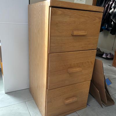 Wooden Three Drawer Filing Cabinet
