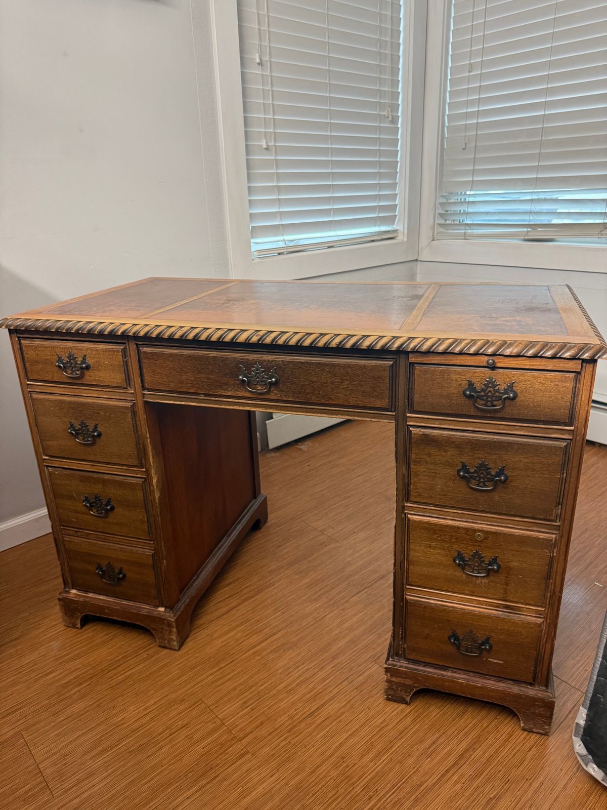 Antique Wood Desk with Leather Top, Anchorage - photo 1 of 3