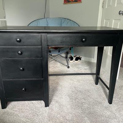 Black Real Wood Desk, 3 Large Drawers, Good Condition