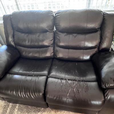 Free Reclining Loveseat, Comfortable Seating, Vinyl Shows Wear